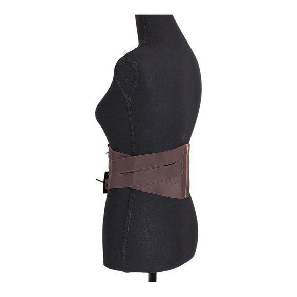 Women's Wide LCF Corset Cinch Lace-Up Brown Belt - Picture 3 of 4